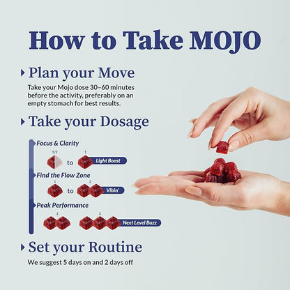 Mojo Focus Gummies w/Lion’s Mane, Panax Ginseng, Ginger Root, Cordyceps, Brain Supplement Memory/Focus Support Adults Nootropic Mushroom Gummies, Blueberry Lavender, Regular Strength (3 Pack)