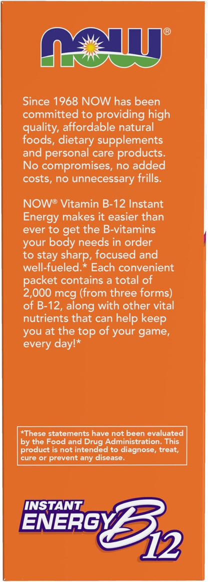 NOW Supplements, Instant Energy B-12 (2,000 mcg of B-12 per packet), Cellular Energy Boost*, 75 Packets