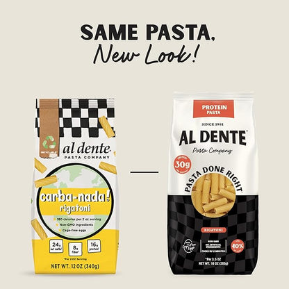 Al Dente Protein Pasta Rigatoni – 30g High Protein, Lower Carb, High Fiber. Artisanal Flavor: Cage-Free Eggs & Semolina. Keto and Point-Based Diet-Friendly. 10oz Bags (Pack of 8)