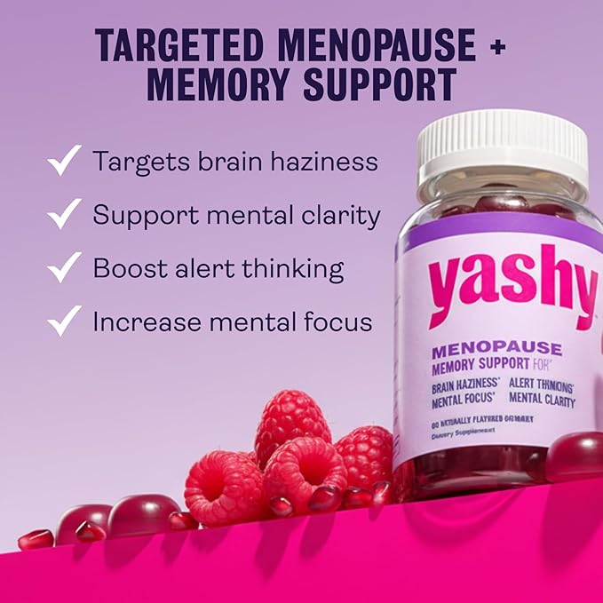 Menopause Memory Support Gummies | Improve Memory & Focus, Stay Alert, & Mentally Present | 30 Servings | Delicious Raspberry Pomegranate Flavor | L-Theanine & Lions Mane