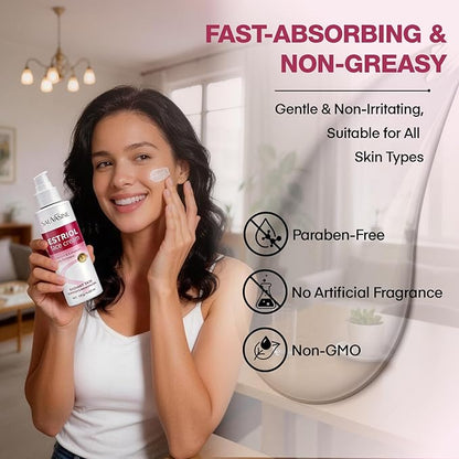 Bioidentical Estriol Face Cream for Women – Natural Estrogen Moisturizer with Wild Yam, Helps Hydrate, Firm & Revitalize Skin– 4.25 oz (3-Month Supply)