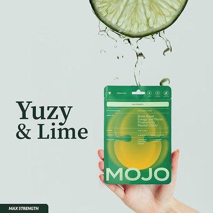 Mojo Extra Strength Focus Gummies with Lion’s Mane, Cordyceps, Ginseng & L-Theanine - Mushroom Gummies Brain Supplement for Adults, Memory/Energy Support, Focus Fuel, Yuzu Lime (1 Pack)