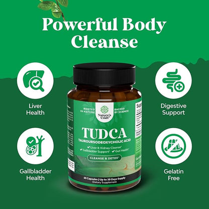 Advanced Bile Salt TUDCA Supplement-Extra Strength TUDCA 500mg per Serving Bile Salts for Gallbladder Kidney and Liver Support-High Purity Tauro Ursodeoxycholic Acid Liver and Gallbladder Cleanse 60ct