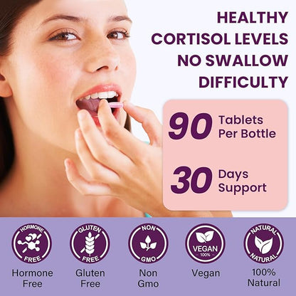Cortisol Supplements for Women, 16 IN 1 Cortisol Detox for Women, with Magnesium, Ashwagandha, L-Theanine & Probiotics, Cortisol Reducer Manager for Hormone Balance, Mood & Digestion, 90 Tablets