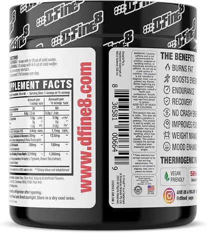 Thermogenic Pre-Workout Energy Powder & Shredding Supplement, Boost Energy Mood & Focus, Sugar Free, Contains Senactiv, Endurance, 300mg Caffeine, N-Acetyl-L-Tyrosine (Strawberry Mango)