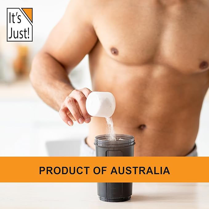 It's Just! - 100% Whey Protein Concentrate, Grass-Fed Pasture Raised, Made in Australia, RBST/rBGH Hormone Free, Premium WPC-80, No Added Flavors (Grass-Fed Unflavored, 1.25 Pound)