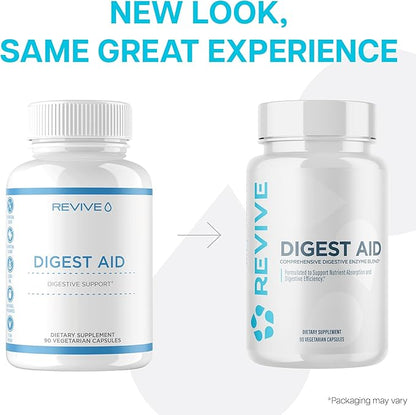 Revive MD Digest Aid, Digestive Support Supplement for Men & Women - Comprehensive Digestive Enzyme Blend with Probiotics & Prebiotics for Gut Health & Healthy Digestion (90 Capsules, 90 Servings)