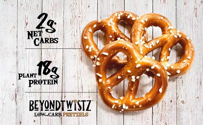 BeyondTwistz Low Carb Pretzels, Sour Cream and Onion, Keto Friendly, 2g Net Carbs, 18g Protein, Powered By HealthSense® High Fiber Wheat Flour, Family Size 8oz Bag, Pack of 3