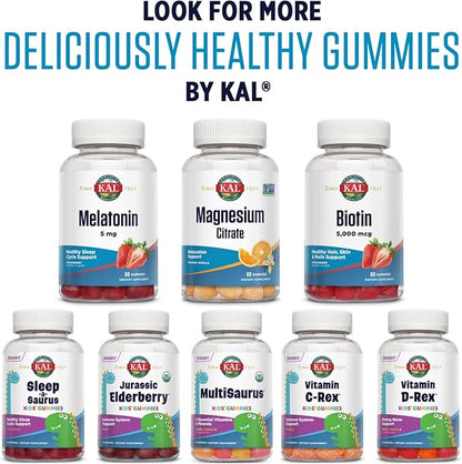 KAL Magnesium Citrate Gummies - Relaxation, Bone, Muscle and Cellular Energy Support - 330mg Magnesium Supplement - Orange Vanilla Flavor - Non-GMO, Vegetarian - 60 Magnesium Gummies