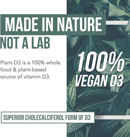 Organic Vitamin D3 5,000 IU - 100% Whole Food & Plant-Based Cholecalciferol Form, 100% Vegan Vitamin D - Enhanced with Prebiotic & Superfood Complex – Organic, Vegan, GMO & Gluten Free (60 Capsules)