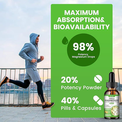 Liquid Magnesium Glycinate Supplement 1000mg, Calm Magnesium Citrate, Taurate Drops with Omega 3, Zinc, Ashwagandha, L-Theanine, Chamomile for Sleep, Mood, Stress Relief, Bone, Muscle, Lemon Flavor