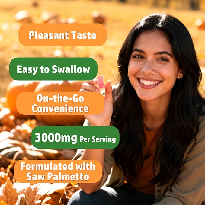 MEENCCD Pumpkin Seed Oil Gummies with Saw Palmetto, Pumpkin Seed Oil for Hair and Skin Health, Pumpkin Seed Extract for Women Men, Sugar-Free, Raspberry Flavor, 60 Count