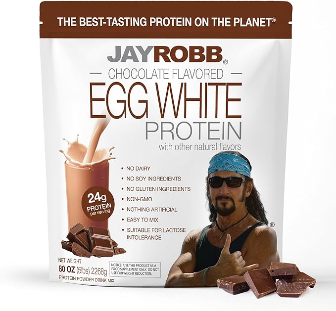 JAYROBB Chocolate Egg White Protein 80 oz, 5 Pound Bag