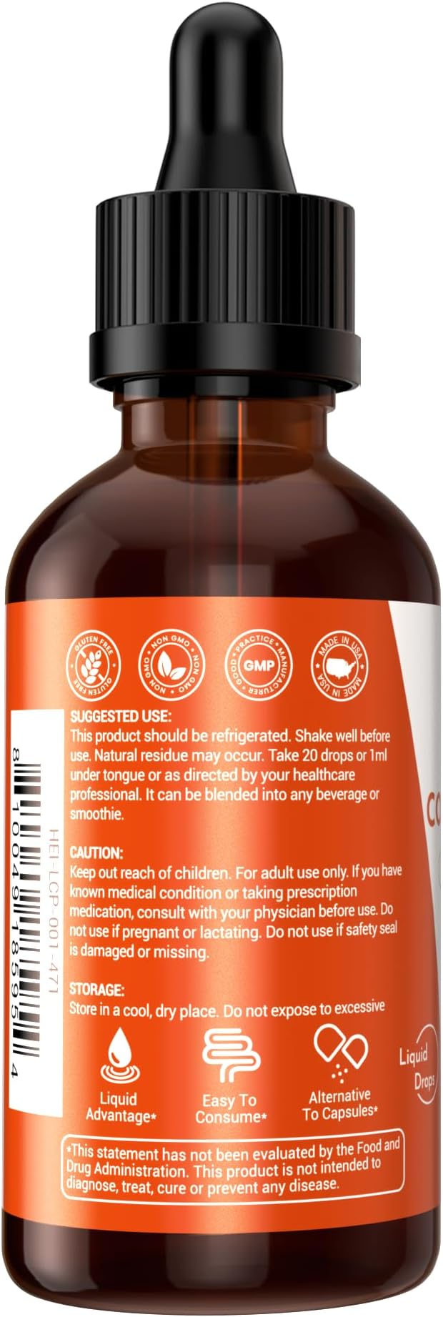 Heivy Liquid Collagen for Women, 60ml Raspberry Flavor, 20500 mcg 4-in-1 Collagen Drops, USA GMP, Sugar-Free, 3rd Party Tested