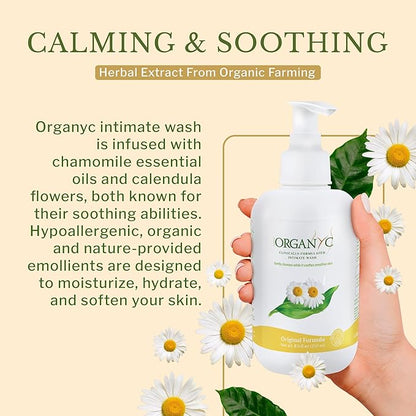 Organyc - Feminine Intimate Wash for Sensitive Skin - Free from Chlorine, Parabens, SLSSLES, and Synthetic Perfumes - 8.5 Fl Oz with Chamomile (2 Pack)