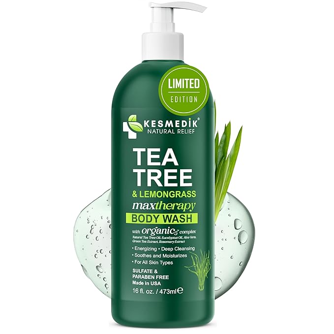 Tea Tree Lemongrass Body Wash MaxTherapy, Itchy Skin Relief, Antifungal Defense, Fights Body Odor, Soothes Jock Itch & Athlete's Foot, Intimate Wash, Men & Women, 16 fl oz, Limited Edition