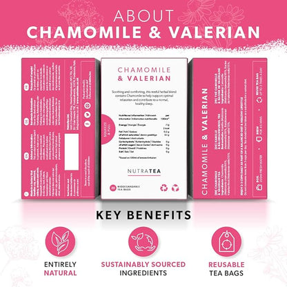 NutraTea - Chamomile & Valerian Bedtime Tea - 60 Tea Bags