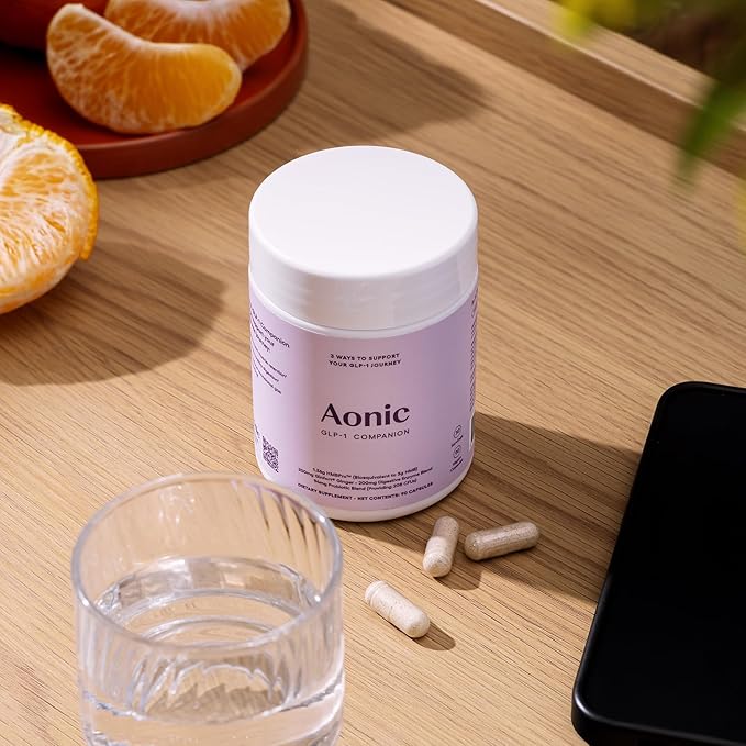 AONIC 3-in-1 GLP-1 Companion Supplement - HMBPro™ to Support Maintenance of Lean Muscle, probiotic and Enzyme Blend to Support Digestion, Ginger Extract to Help Reduce Nausea and Bloating (90 Caps)