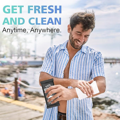 300 Pcs Ultra Thick Soft Large Body Wipes Individually Wrapped(7.87" x 9.45"),Shower Wipes for Adults Bathing No Rinse,Personal Cleansing Wipes for Travel Gym,Bulk Deodorant for Homeless.