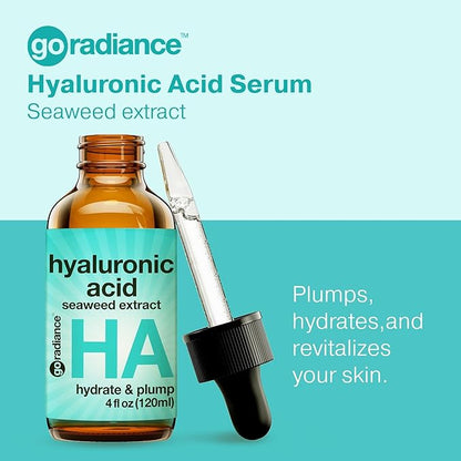 Double Size (4oz) Hyaluronic Acid Serum for Face 3.5%, Hyaluronic Acid Moisturizer, Hydrating Serum, Moisturizing Hyaluronic Acid Serum, Seaweed, Chamomile, Glow Face Serum for Women