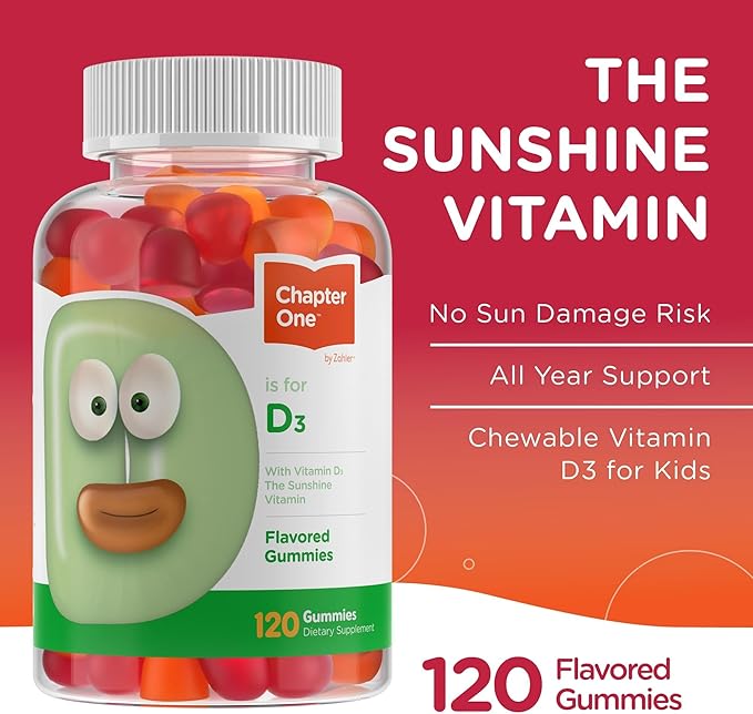 Zahler - Chapter One Vitamin D3 1000 IU Gummies for Kids & Adults (120 Count) - Certified Kosher, Made in USA