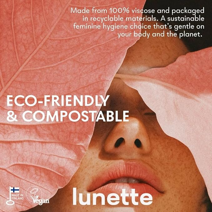 Lunette Yoni Wipes – Best Feminine Wipes for Intimate care - pH-balanced & Gentle - Vegan & Compostable - Travel-friendly for on-the-go & Public bathrooms, Made in Finland, 20 Pack