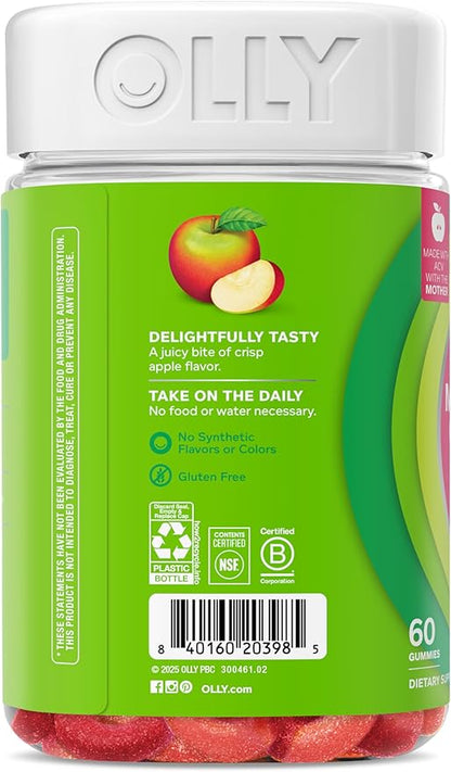 OLLY Metabolism Gummy Rings, Metabolism and Cellular Energy Chewable Supplement,* Apple Cider Vinegar, Vitamin B12, Chromium Picolinate, Apple Flavored, 60 Day Supply - 60 Count