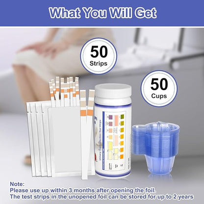 3-in-1 UTI Test Strips, Full Panel Urinary Tract Infection Test Kit at Home for Women Men Kids, Detection with Accurate Leukocytes, Nitrite, and PH Readings, Simple at-Home Urine Test Strips, 50ct