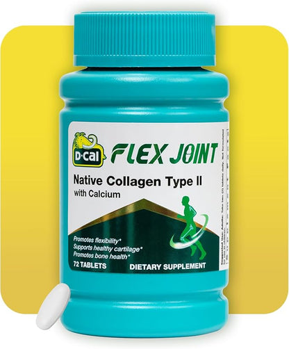 D-Cal Flex Joint | Joint Support Supplement for Women | Native Collagen Type II, Calcium & BioPerine® | Rebuild Cartilage, Improve Flexibility & Strengthen Bones | 72 Tablets, Made in USA