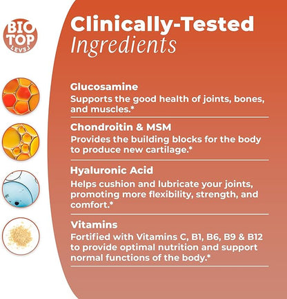 Best Combination (Bundle) for the Good Health of Joints, Bones, Muscles, Hair, Skin and Nails - Glucosamine, Chondroitin, Collagen, Biotin, Hyaluronic Acid, MSM and Vitamin C