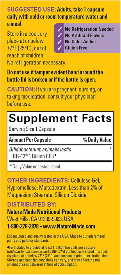 Nature Made Probiotics for Women and Men, Probiotic Capsules 1 Billion CFU from Live Cultures for Immune & Digestive Support, 30 Capsules, 30 Day Supply,(Pack of 2)