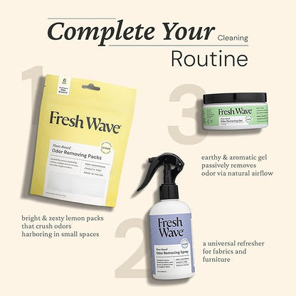Fresh Wave Lemon Odor Eliminating & Deodorizing Packs | Bag of 6 | Safer Odor Relief for Small Spaces | Natural Plant-Based Odor Eliminator | Odor Absorbers for Home