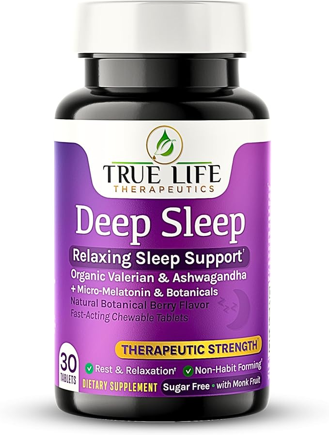 Powerful Sleep Support – Valerian Root, Ashwagandha, Melatonin & Botanical Terpenes – Fast-Acting Soft Chewable Tablets – Botanical Berry Flavor – 30ct