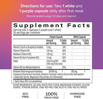 Amberen Perimenopause, Peri-Menopause Multi-Symptom Relief, Vitamin B, Vitamin E & Antioxidants Supplement, Clinically Shown to Help Support Hormone Balance, Hot Flashes & Night Sweats, 60 Count