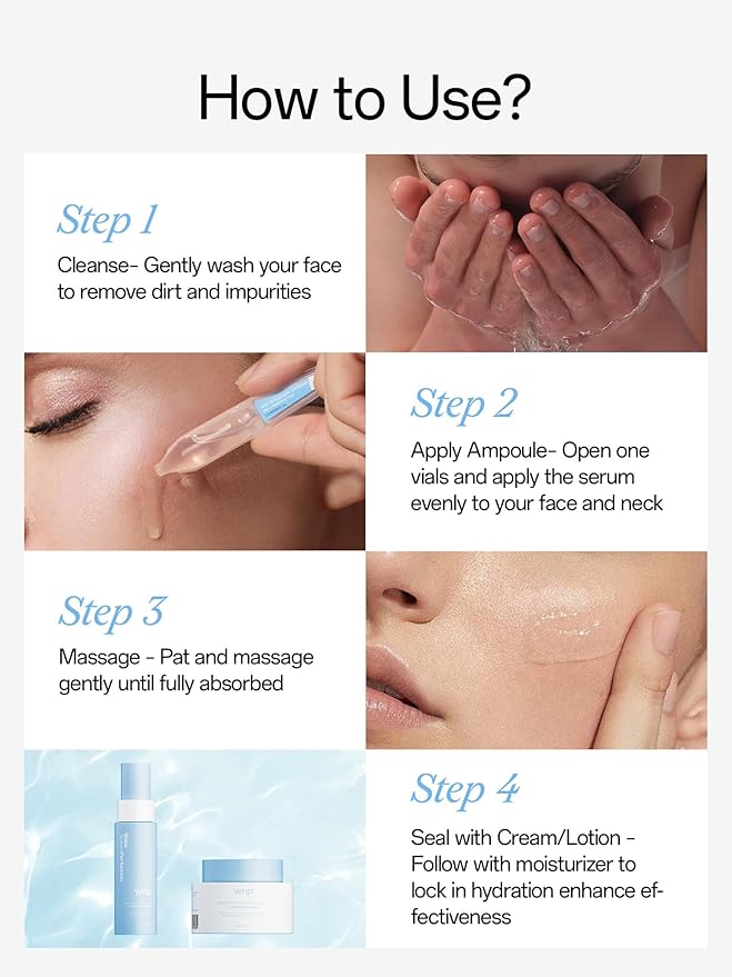 WNP Hyaluronic Acid Serum 3% for Face with 4D Multi-Layer Hydration | Ultra Hydrating Anti-Aging Serum | Moisturizer for Dry & Sensitive Skin | Pre-Makeup Skincare | Single-Use Vials 100PCS