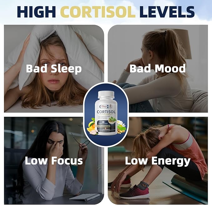 Cortisol Supplements for Women & Men,High Cortisol Reducer, Manager, Detox, Lower and Control,with Magnesium, Ashwagandha,Rhodiola, L-Theanine for Mood,Focus,Sleep
