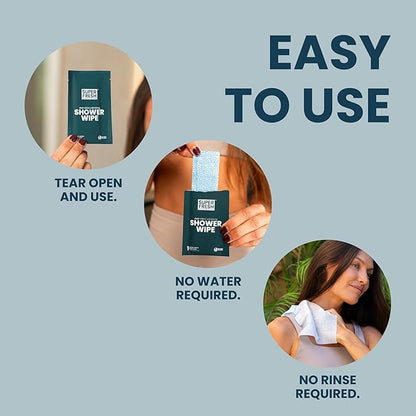 Super Fresh Body Wipes, Large Unscented Shower Wipe for Adults Men Women Kids, Personal Hygiene Cleansing Cloth Enriched with Aloe and Vitamin E, Individually Wrapped 10 Pack, Travel Essentials