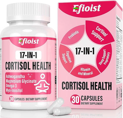 Cortisol Supplement for Women, 17-in-1 Cortisol Reducer, Hormone Harmony for Women, Cortisol Manager with Ashwagandha, Magnesium Glycinate, 30 Capsules
