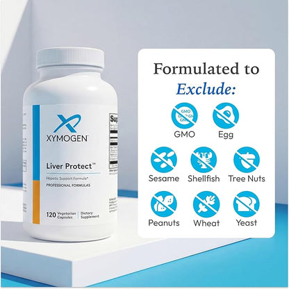 XYMOGEN Liver Protect - Supports Liver Health + Glutathione Production - Milk Thistle Extract, ALA Alpha-Lipoic Acid, N-Acetyl-L-Cysteine, Selenium L-Selenomethionine (120 Capsules)