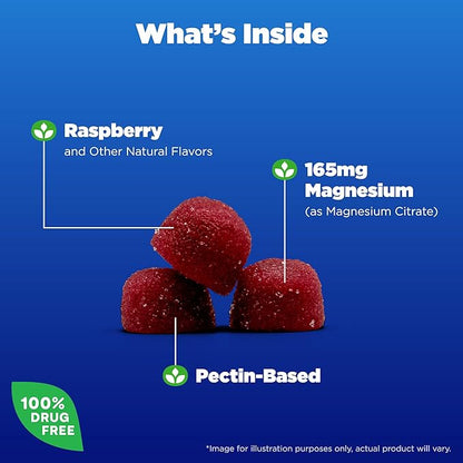 Natrol Magnesium Citrate, High Absorption Magnesium Supplement for Mood and Stress, Helps Calm The Mind and Relax The Body, 60 Raspberry-Flavored Gummies, Up to a 30 Day Supply