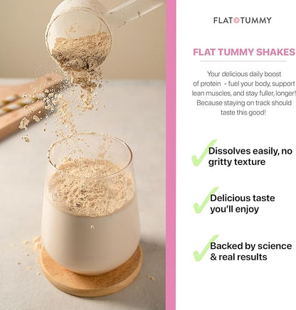 Flat Tummy Shakes - Vanilla, 20 Servings – Post GLP-1 Protein Supplement, High Protein, Zero Sugar, Keto-Friendly Meal Replacement with Clinically Studied Morosil®