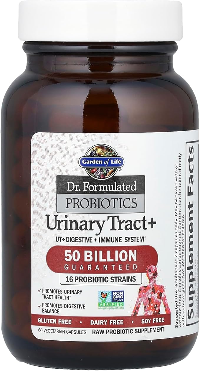 Garden of Life Dr. Formulated Probiotics Urinary Tract+ - 50 Billion CFU - Supports Digestive, Immune & Urinary Tract Health - 60 Vegetarian Capsules