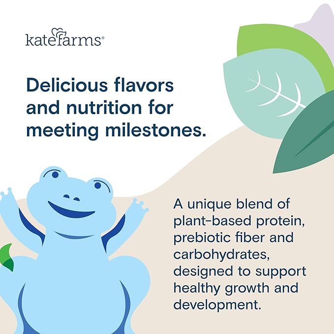 KATE FARMS Organic Plant Based Pediatric 1.2 Sole Source Vanilla Nutrition Shake,12g of protein,27 Vitamins and Minerals,Meal Replacement Drink for Kids,Non-GMO,8.45 Fl oz,(Pack of 24)