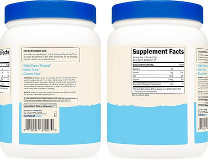 Nutricost Collagen Peptides Powder 1LB (454 G) - Grass Fed Bovine Collagen Hydrolysate (Unflavored)