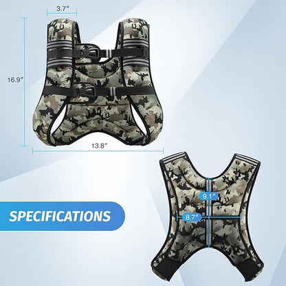 ZELUS Weighted Vest, 6lb/8lb/12lb/16lb/20lb/25lb/30lb Weight Vest with Reflective Stripe for Workout, Strength Training, Running, Fitness, Muscle Building, Weight Loss, Weightlifting