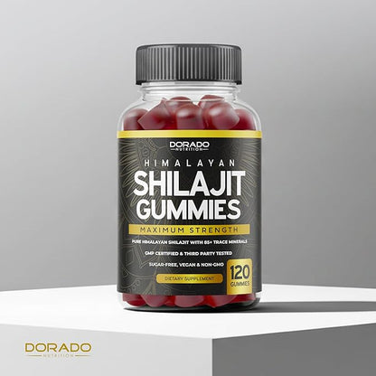 Shilajit Gummies For Men & Women 1000mg (High Potency Gold Grade with 85+ Trace Minerals with Fulvic Acid) - Energy & Immunity Support - Third Party Tested, Non GMO, Vegan & Made in USA (120 Gummies)