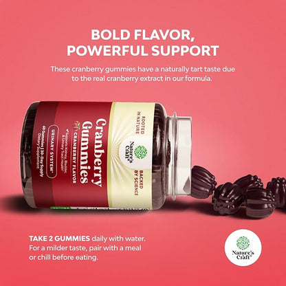 Natural Cranberry Gummies for Women and Men - Extra Strength Delicious Antioxidant Cranberry Chews for Urinary Tract Health Kidney Support Bladder & Immune Health - Vegan Gluten & Gelatin Free - 60ct