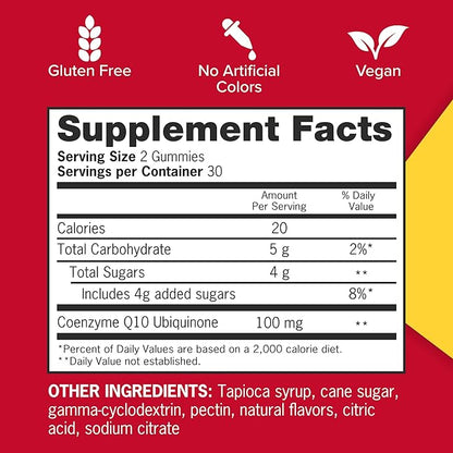 Qunol CoQ10 Gummies, CoQ10 100mg, Delicious Gummy Supplements, Helps Support Heart Health, Vegan, Gluten Free, Ultra High Absorption, 2 Month Supply (60 Count, Pack of 2)