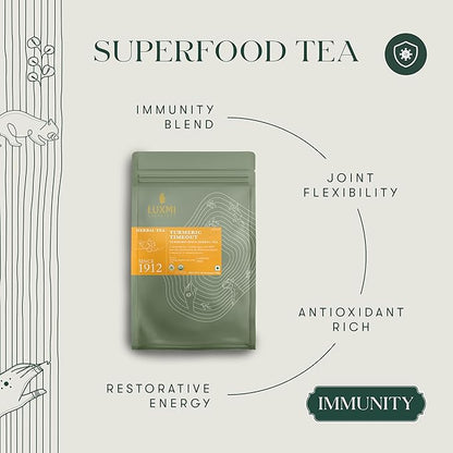 Luxmi Estates Turmeric Time-Out Herbal Tea 50 Bags (100g) Pack | Certified USDA Organic Herbal Tea | With Turmeric, Ginger, Cardamom, Black Pepper