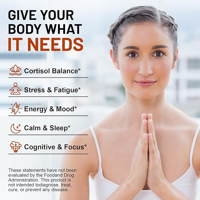 Cortisol Supplement with Aspalathus Linariifolius, Magnesium, L-Theanine - for Men and Women - Stress Relief, Sleep Support, Detoxification, Reduction & Control - 120 Capsules